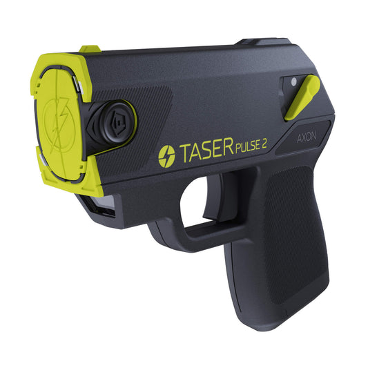 TASER, Pulse 2 Kit, Black and Yellow, Includes 2 Live Cartridges, Lithium Battery, Conductive Practice Target, and Soft Carry Sleeve