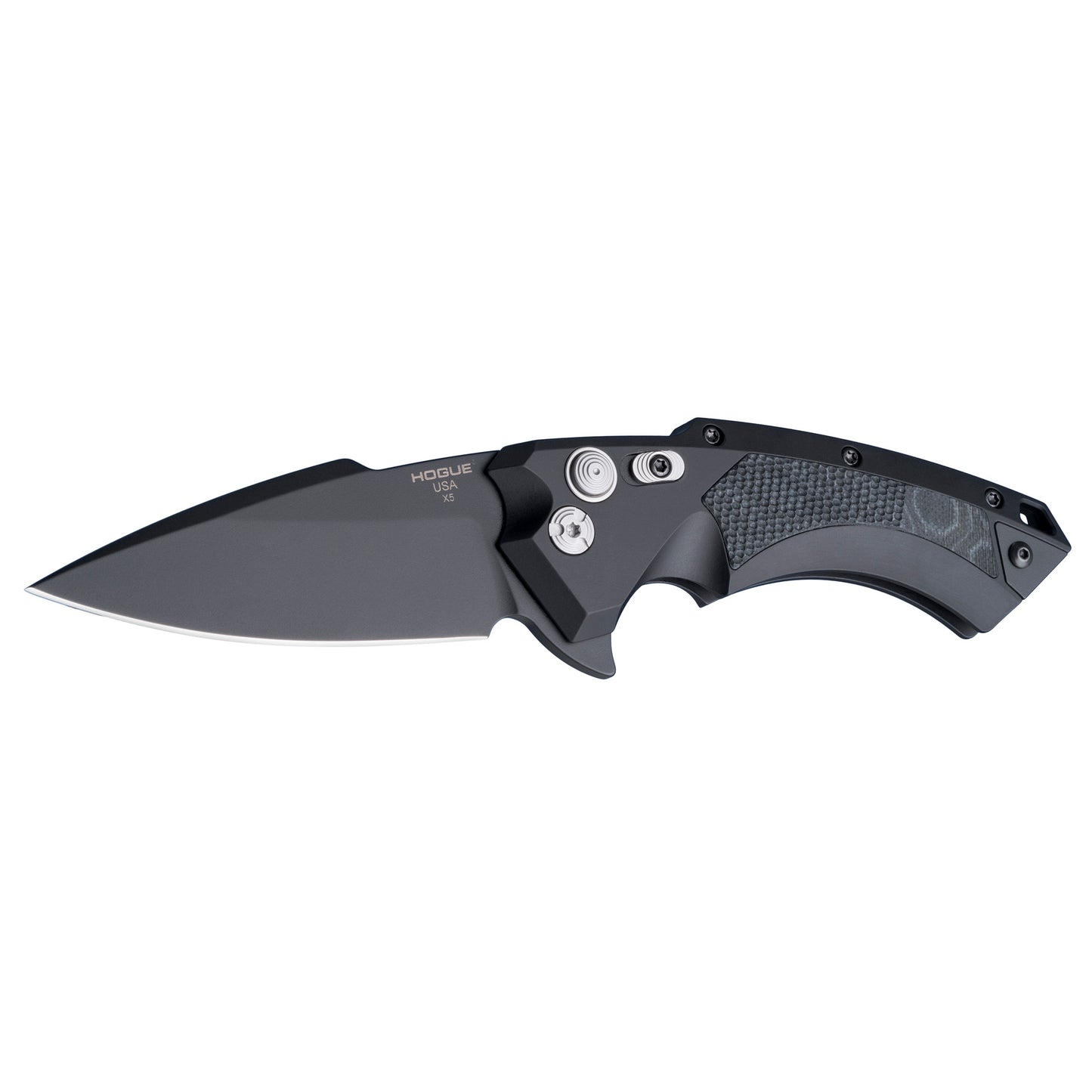 Hogue, X5, Folding Knife, CPM154 / Black, Plain, Folder, Spear Point, 3.5", Aluminum / G-Mascus Black G10 Insert
