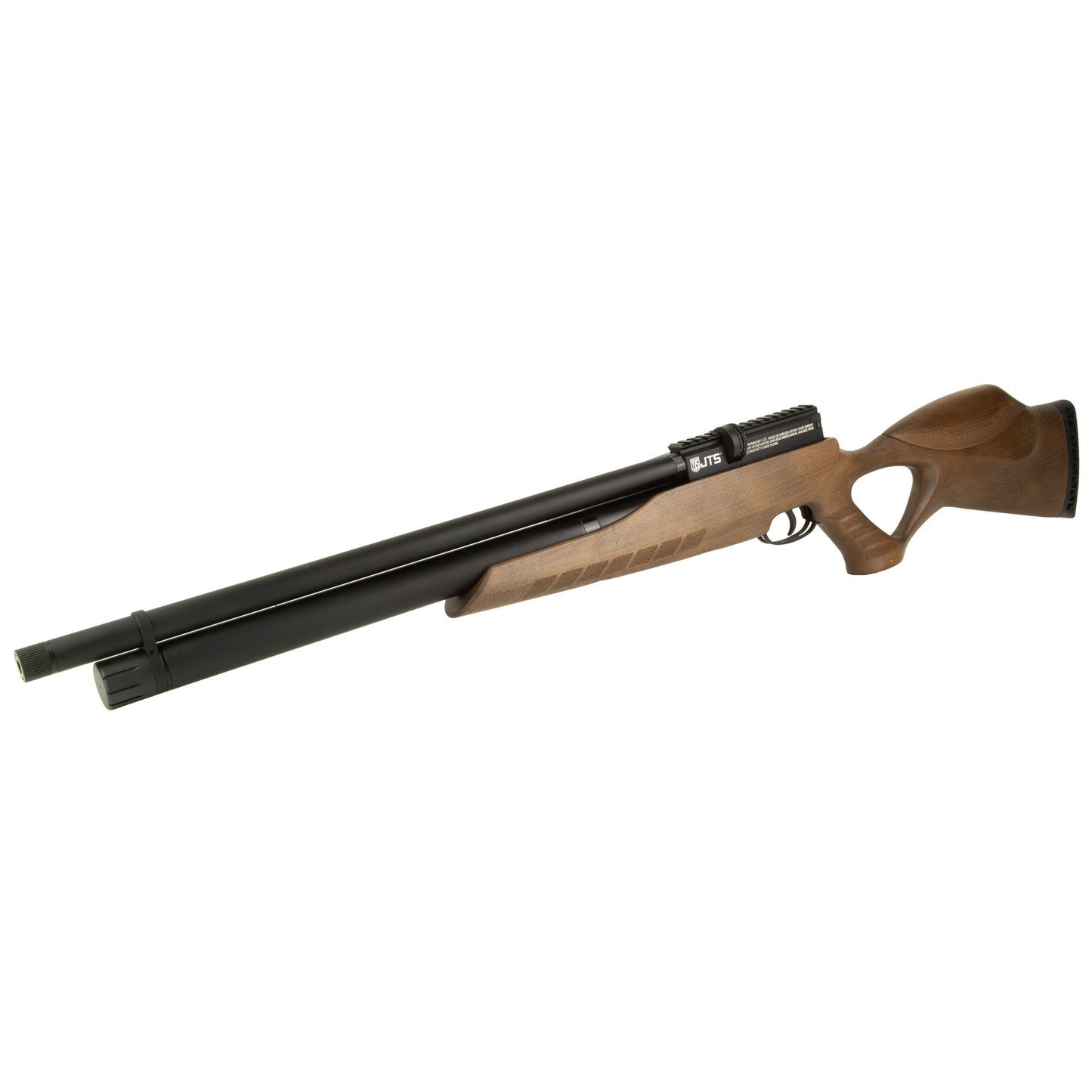 JTS Group, Airacuda Max Big Bore, Pre-Charged Pneumatic, .30 Caliber Pellet, 850 Feet Per Second, 18" Barrel, Matte Finish, Black, Thumbhole Wood Stock, 7 Rounds