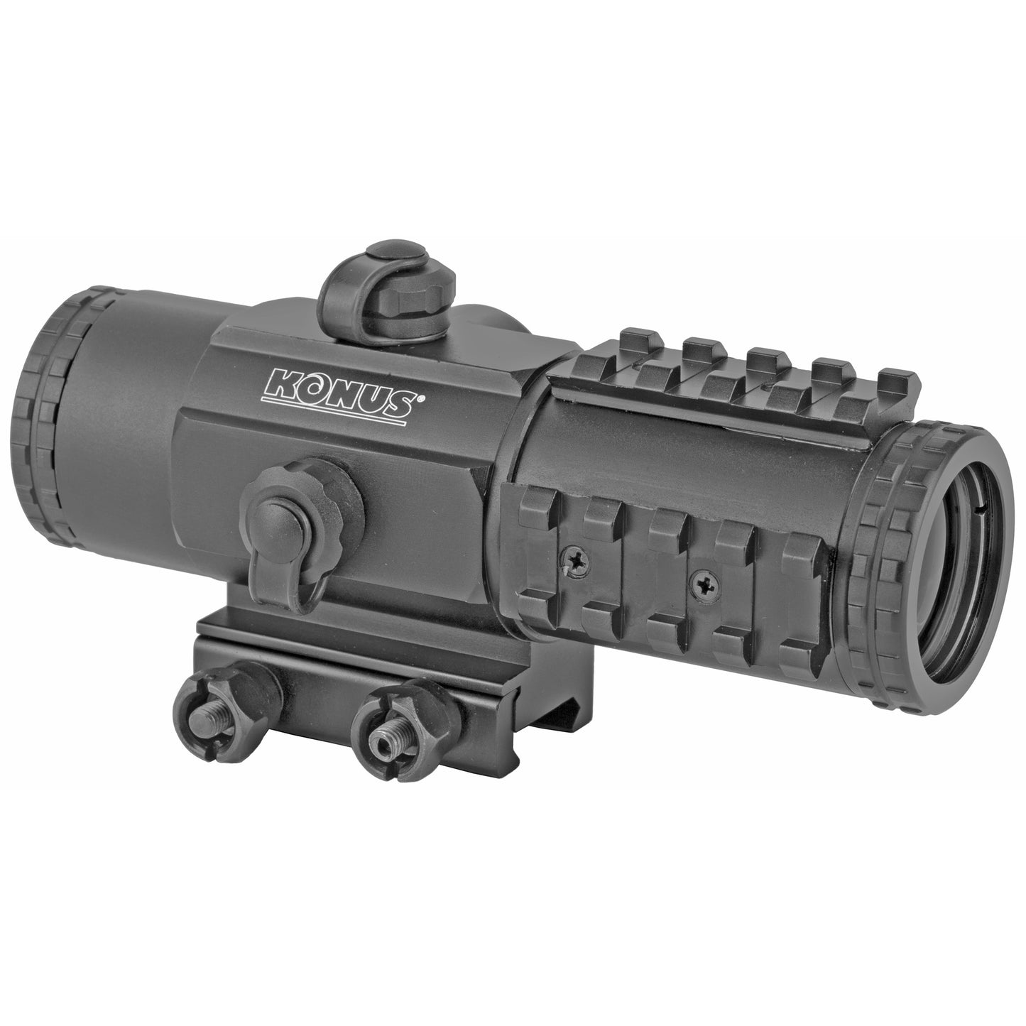 Konus, SightPro, PTS2 Dot Site, Rifle Scope, 3X30mm, 30mm Tube, 2.8 MOA Illuminated Semi Circle and Dot BDC Reticle, Matte Black Finish, Includes Lens Covers and Cleaning Cloth