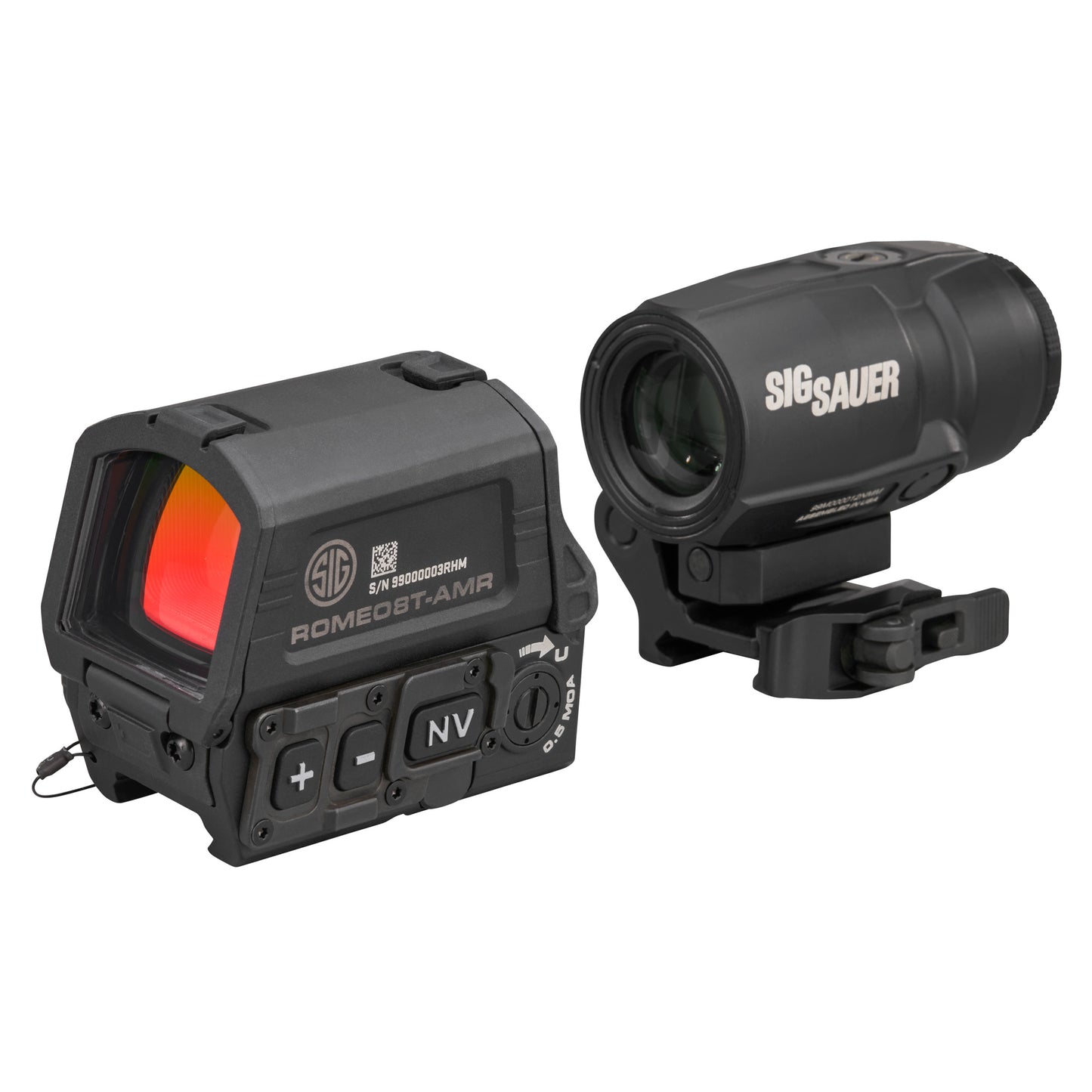Sig Sauer, ROMEO 8T AMR/JULIET COMBO, Red Dot and Magnifier, 3X Magnification, 40mm Objective, QBCD 2.0 Reticle, 2 MOA Dot, 1913 Picatinny Mount, Black
