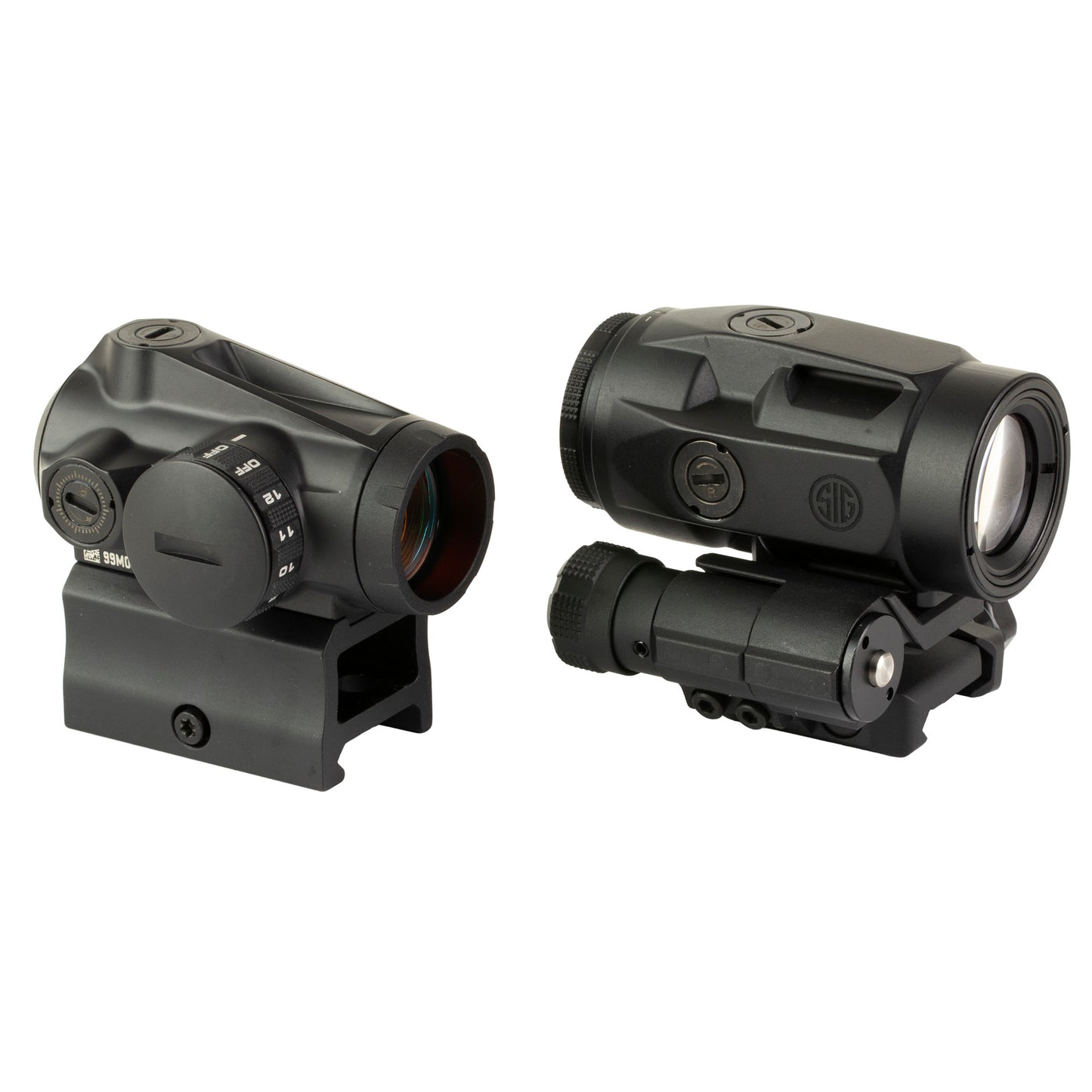 Sig Sauer, ROMEO MSR/Juliet Combo Kit, Red Dot Sight w/Juliet3-Micro Magnifier, 3X22, 2 MOA, Black, Includes 90 Degree Push-Button Flip-to-Side Magnifier Mount