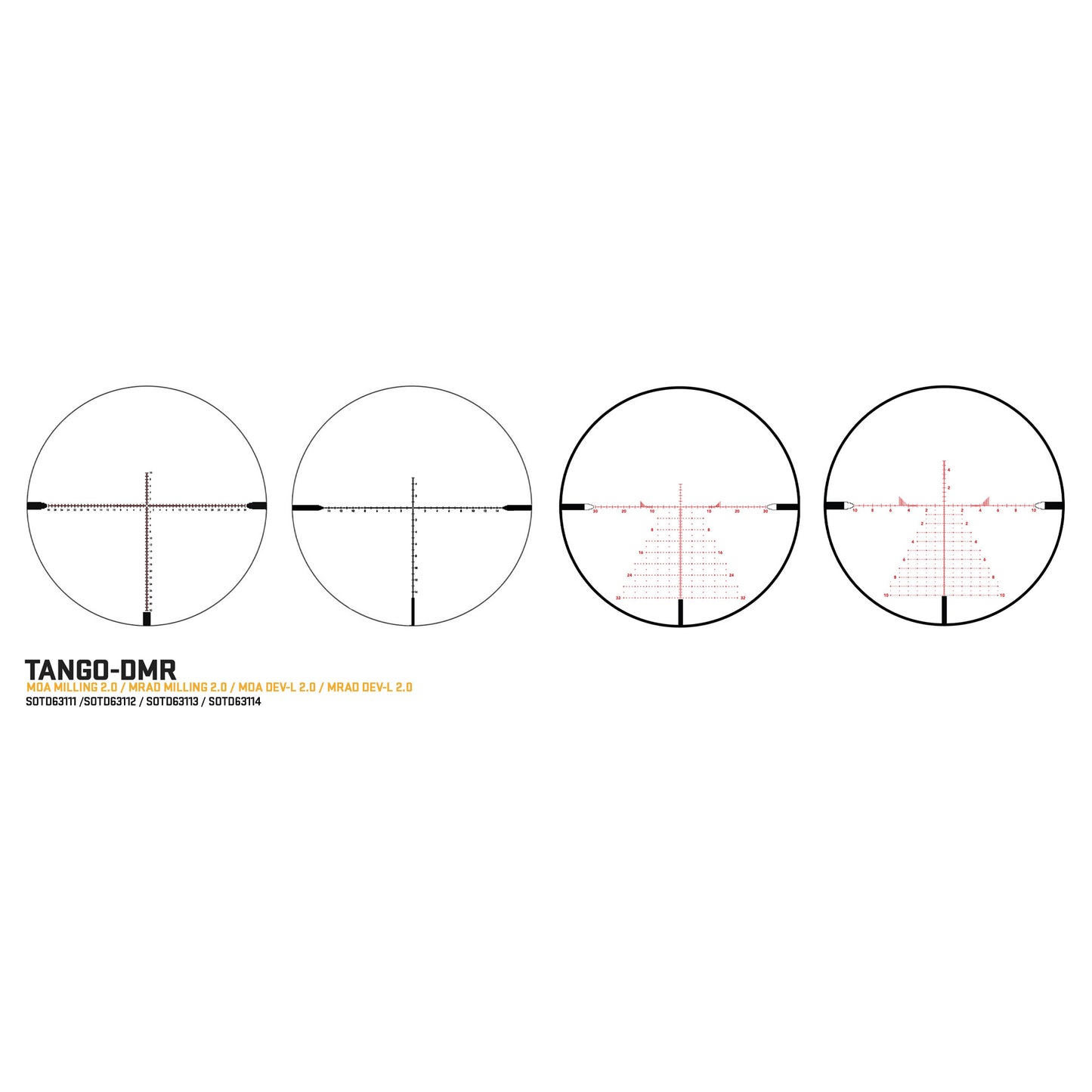 Sig Sauer, TANGO DMR, Rifle Scope, 3-18X44mm, First Focal Plane, DEV-L-MRAD 2.0 Illuminated Reticle, Side Focus, 34mm, 0.1 MRAD Adjustable, Black