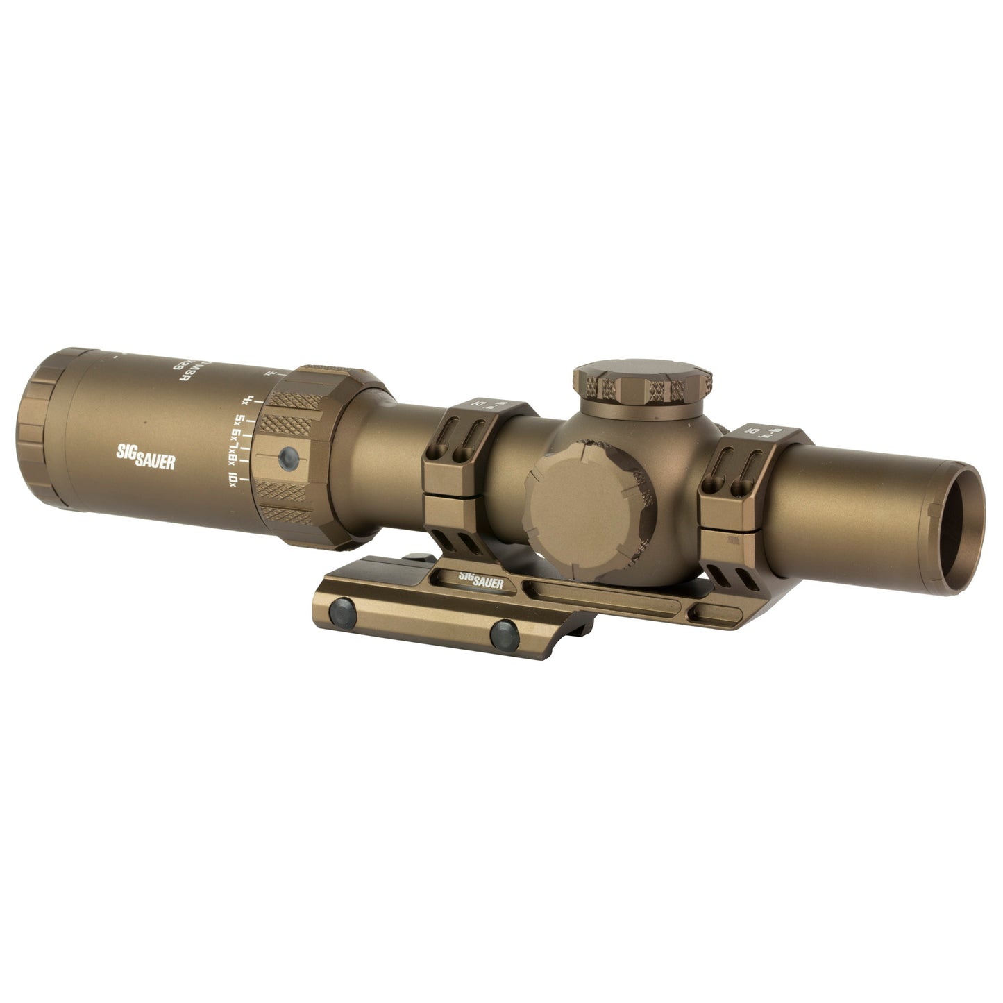 Sig Sauer, Tango MSR, Rifle Scope, 1-10X26, BDC10 Illuminated Reticle, First Focal Plane, 34mm Main Body Tube, Matte Finish, Coyote Brown, Includes Alpha MSR Mount and Flip Back Covers