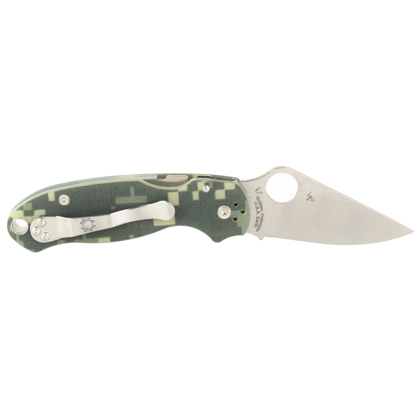 Spyderco, Para 3, 2.95" Folding Knife, CPM S45VN, Plain, CAMO G-10