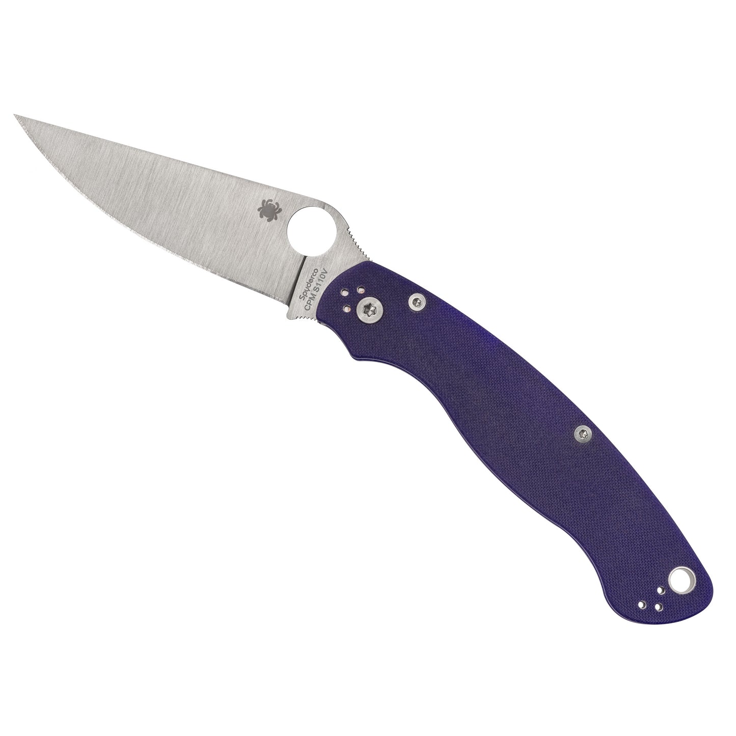Spyderco, Military 2, Folding Knife, Silver, Plain Edge, Blue G10 Handle, 4" Blade, Satin Finish, CPM-S110V Steel
