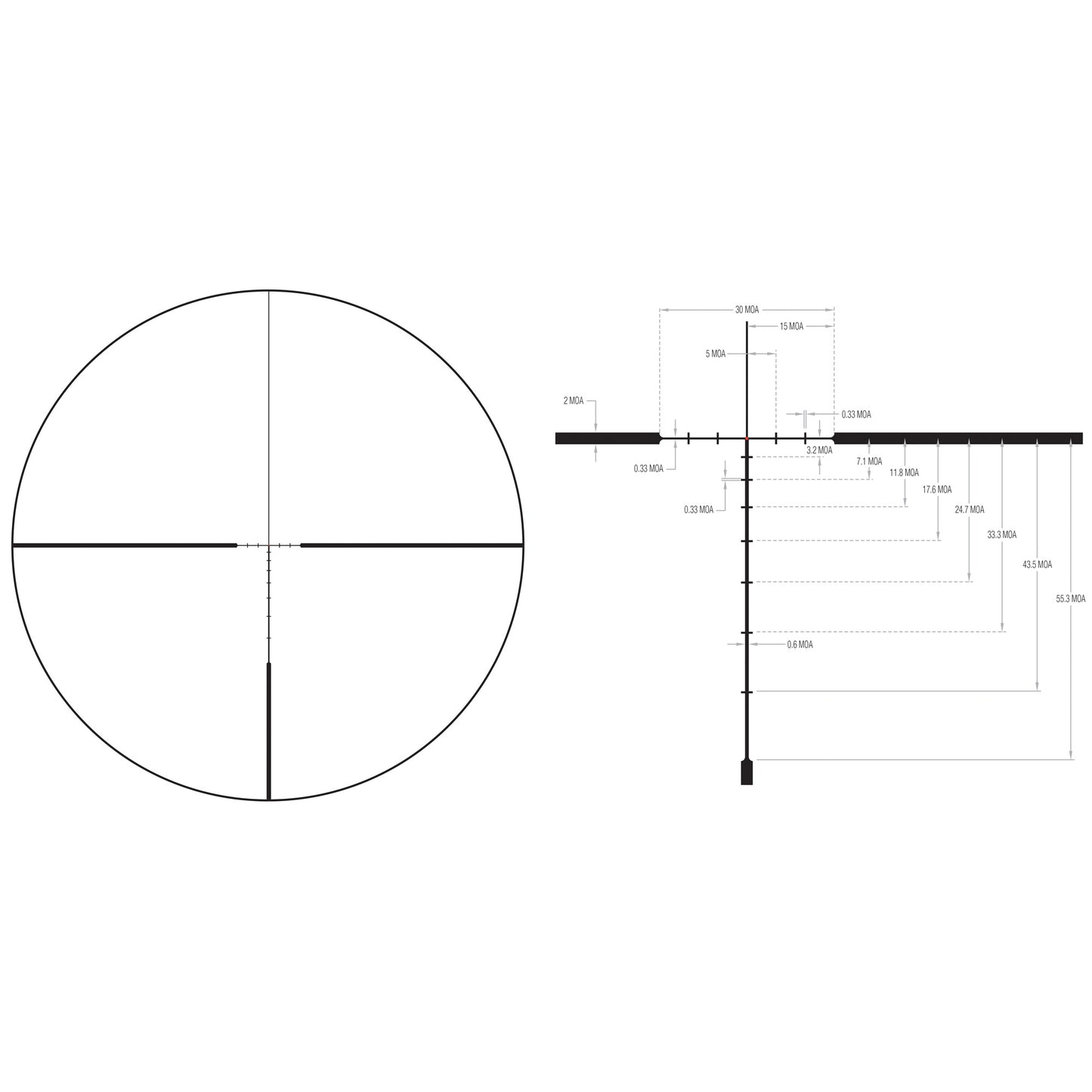 Trijicon, Credo HX 1-6x24mm Second Focal Plane Riflescope with Red LED Dot, BDC Hunter Holds .308, 30mm Tube, Satin Black, Low Capped Adjusters