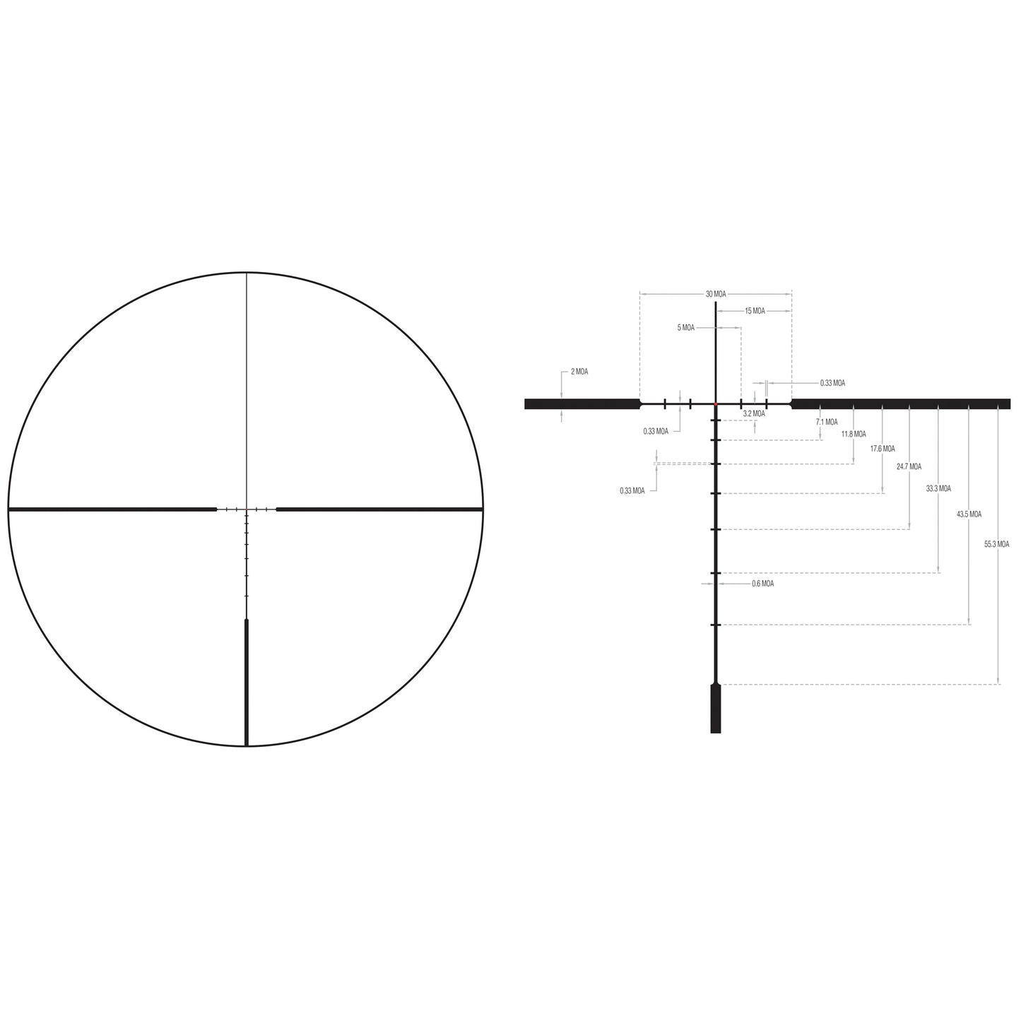 Trijicon, Credo HX 1-6x24mm Second Focal Plane Riflescope with Red LED Dot, BDC Hunter Holds .223, 30mm Tube, Satin Black, Low Capped Adjusters