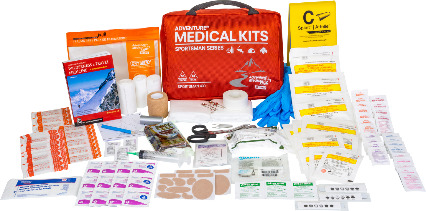 Adventure Medical Kits 01050400 Sportsman 400 Medical Kit Treats Injuries/Illnesses Waterproof Red