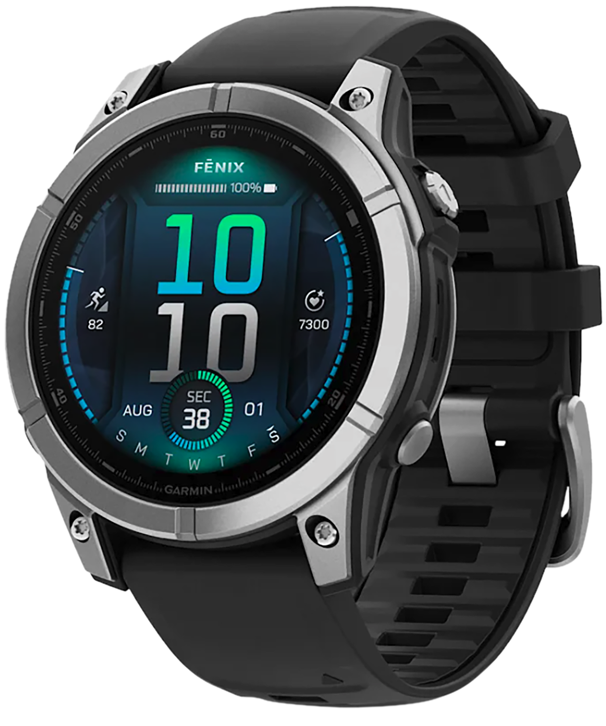 Garmin 0100302502 Fenix E AMOLED Edition Stainless Steel/Black Band AMOLED Display Compatible w/ iPhone/Android