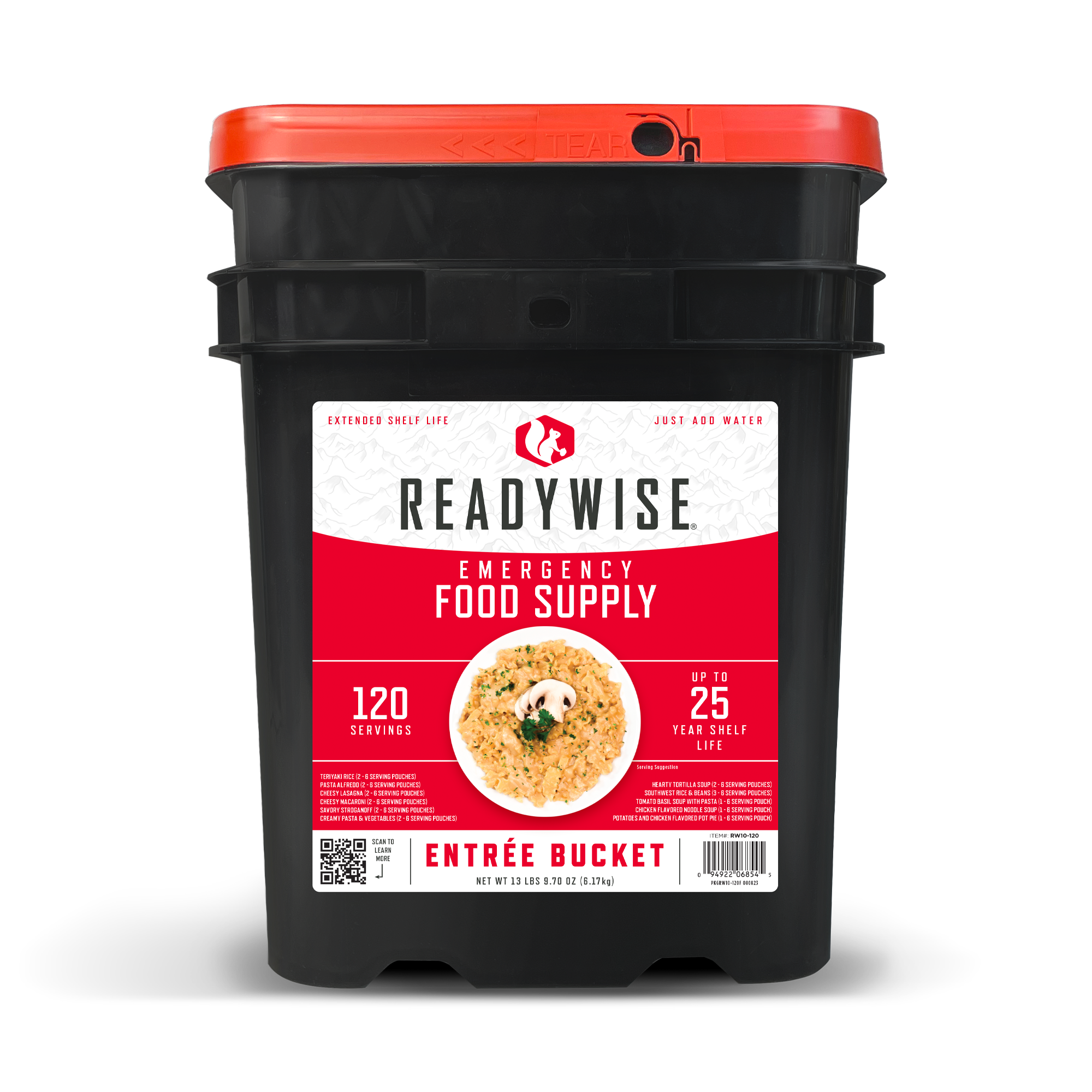 ReadyWise RW10120 Grab N Go Bucket Freeze Dried Entrees 120 Servings Per Bucket