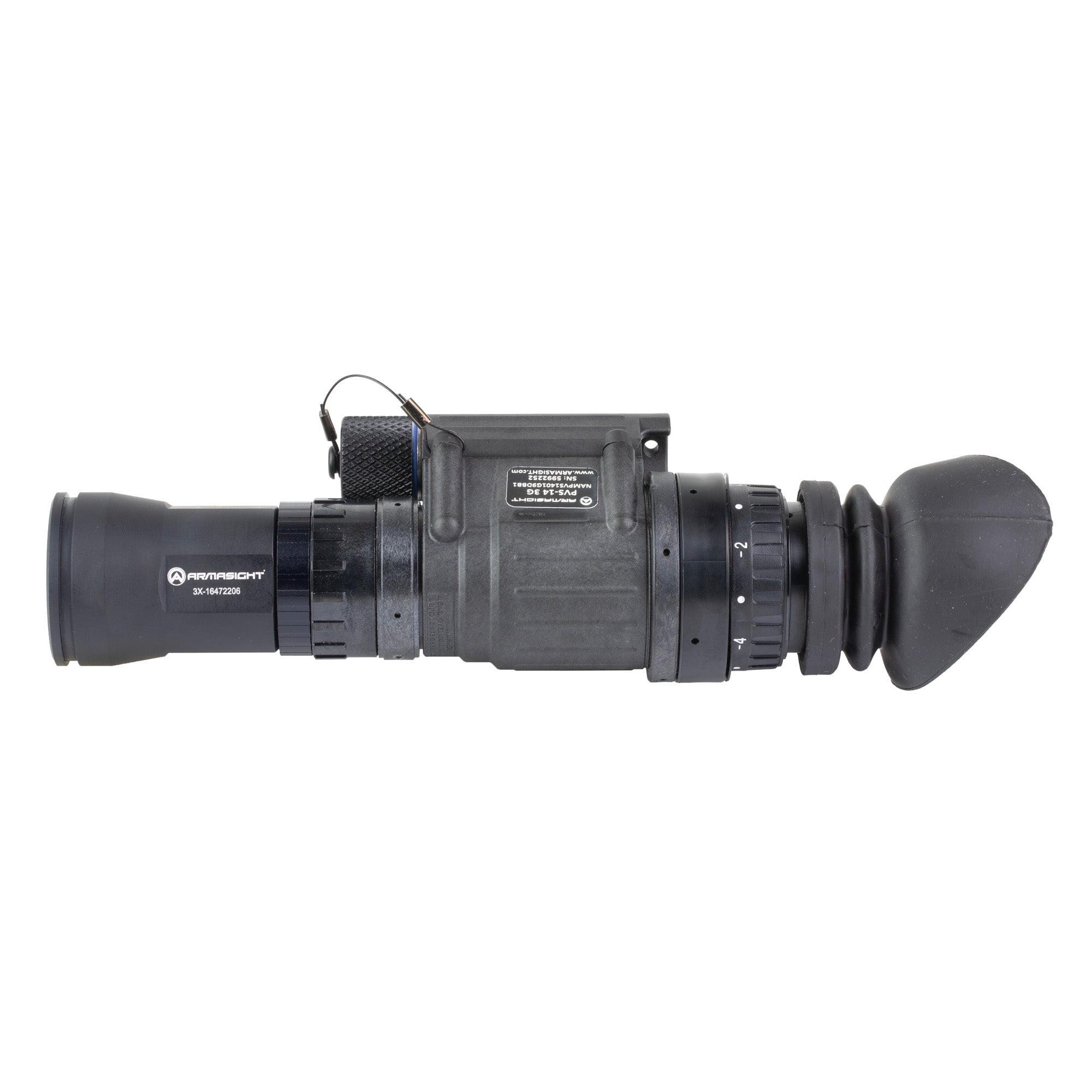 Armasight, PVS-14 Gen 3 White Phosphor, Night Vision Monocle, Matte Finish, Black, 1800+ FOM Elbit YH IIT, Manual Gain, 3x Magnifier Lens, Sacrificial Window, J-Arm Mount, Skullcrusher Head Mount Assembly, Soft Carrying Case