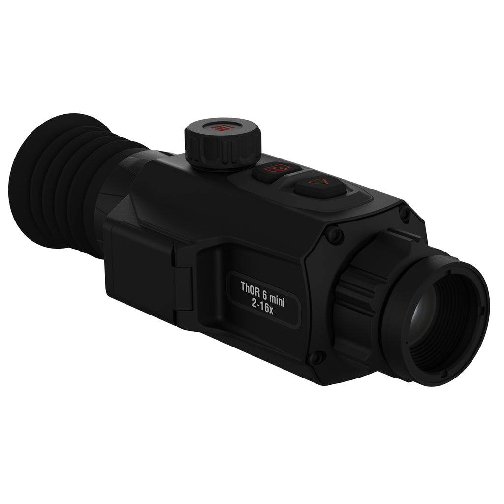 ATN Corp, ThOR 6 Mini, Thermal Rifle Scope, 2-16X Magnification, 15mm Objective, Multiple Reticles, Black, Includes Carry Case and Charging Cable