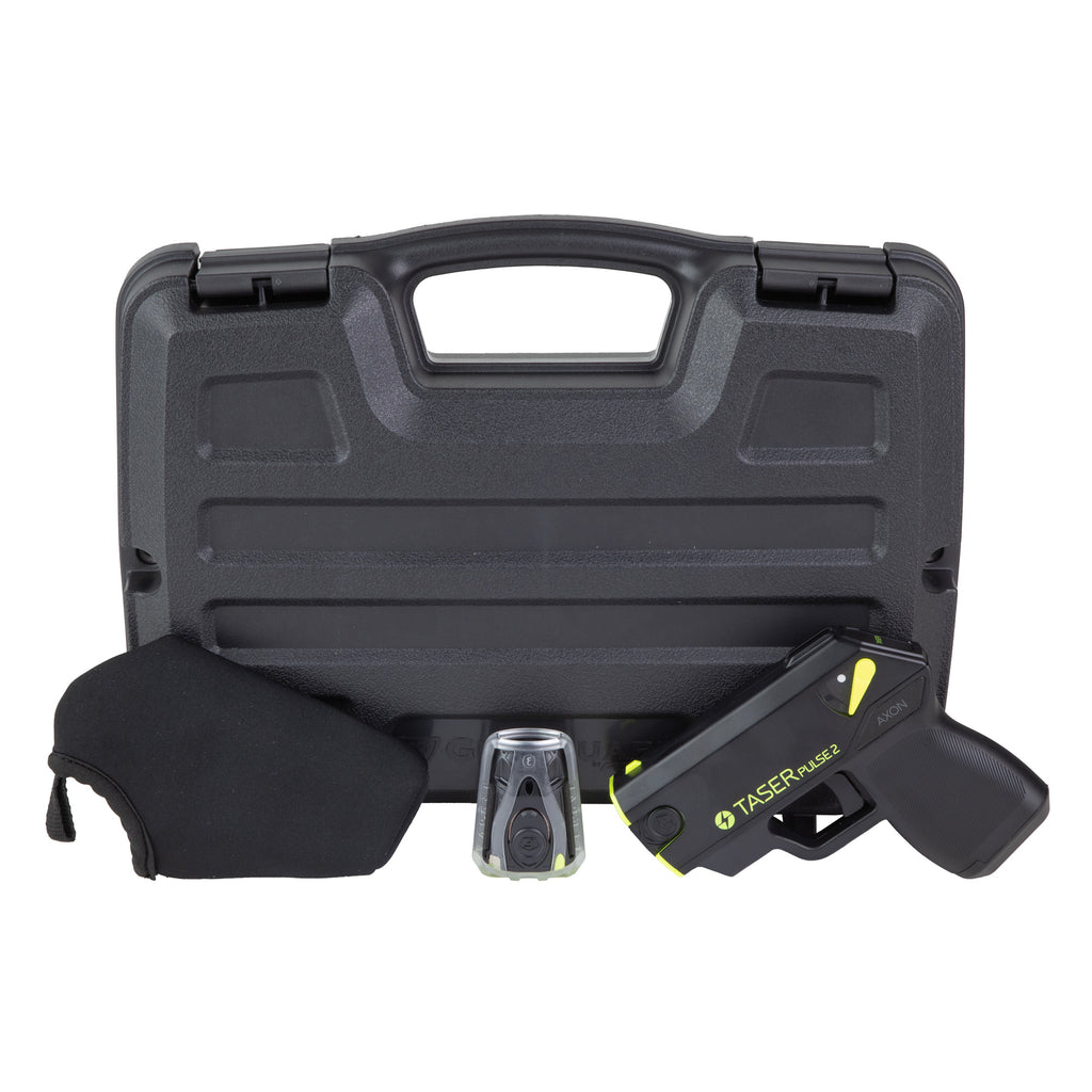 TASER, Pulse 2 Kit, Black and Yellow, Includes 2 Live Cartridges, Lithium Battery, Conductive Practice Target, and Soft Carry Sleeve