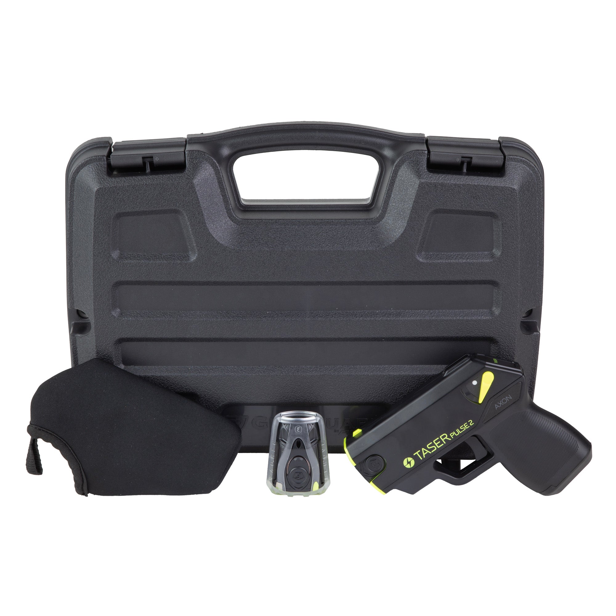 TASER, Pulse 2 Kit, Black and Yellow, Includes 2 Live Cartridges, Lithium Battery, Conductive Practice Target, and Soft Carry Sleeve