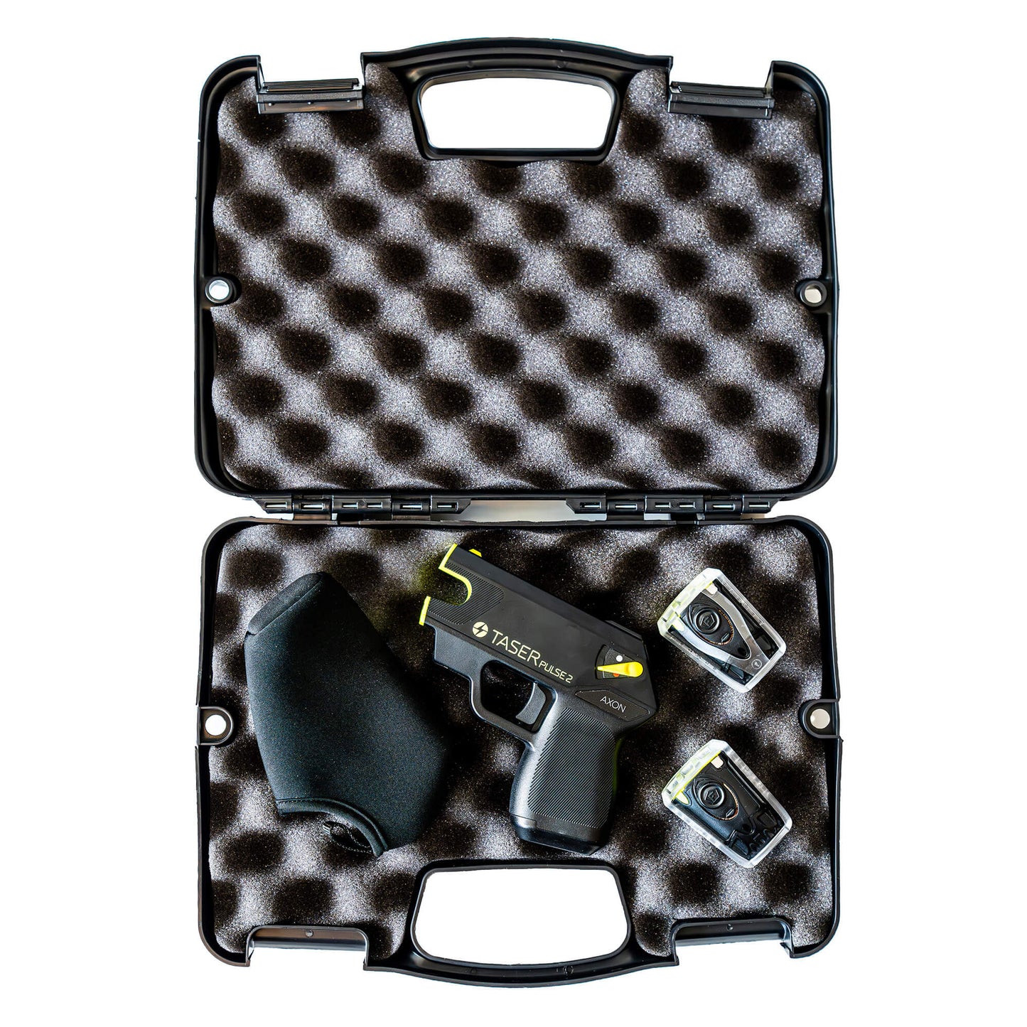 TASER, Pulse 2 Kit, Black and Yellow, Includes 2 Live Cartridges, Lithium Battery, Conductive Practice Target, and Soft Carry Sleeve