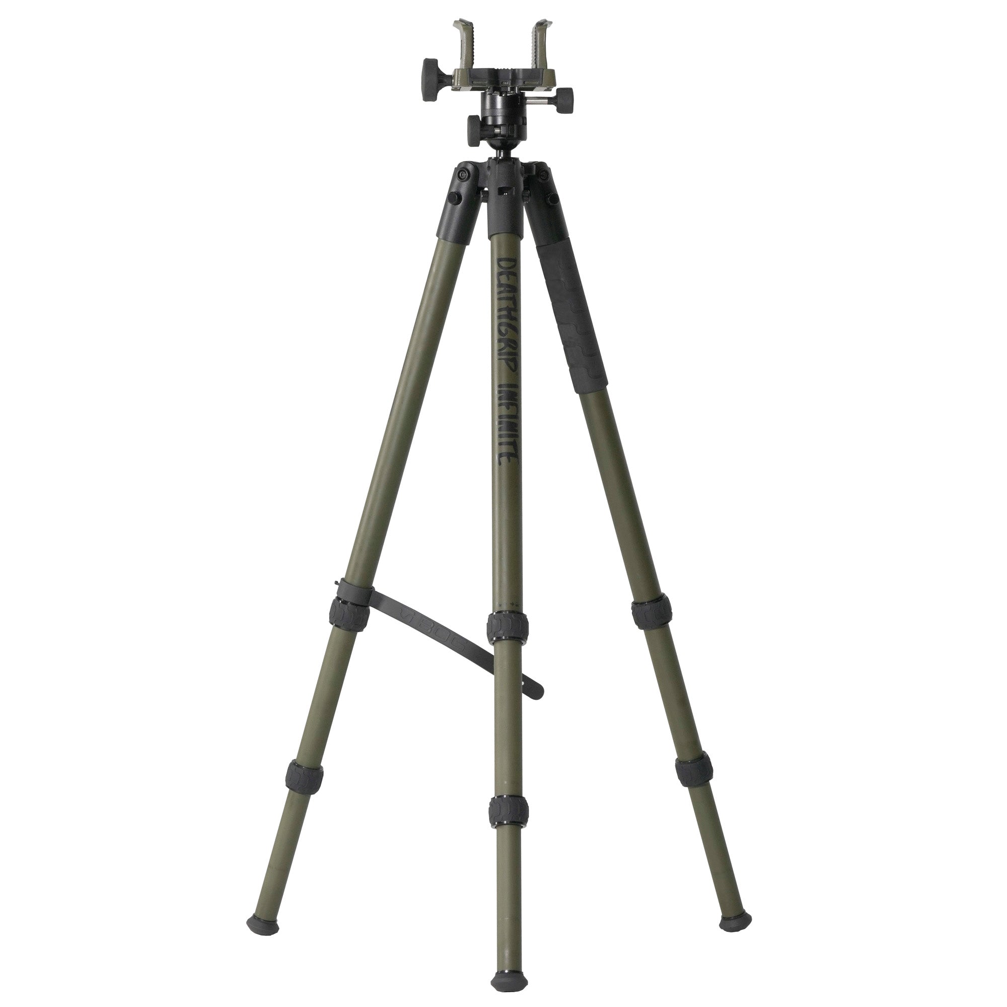 BOG, Deathgrip Infinite, Tripod, Aluminum Construction, Matte Finish, Black, Includes Adjustable Deathgrip Clamp, Ball Head Mount