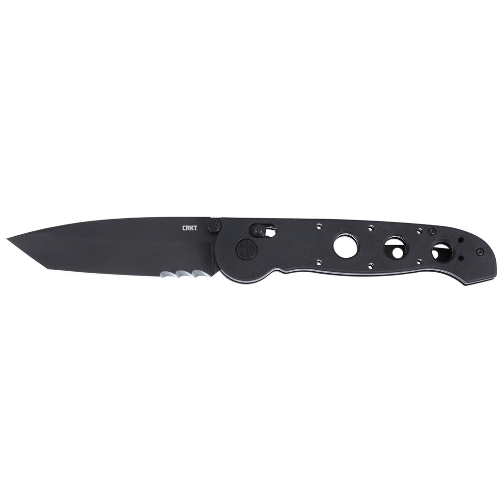 Columbia River Knife & Tool, M16-14XK, 3.97" Folding Knife, Combination Edge, D2 Steel Blade, Grivory Handle, Veff Serrations, Titanium Nitride Finish, Black, Crossbar Lock, IKBS