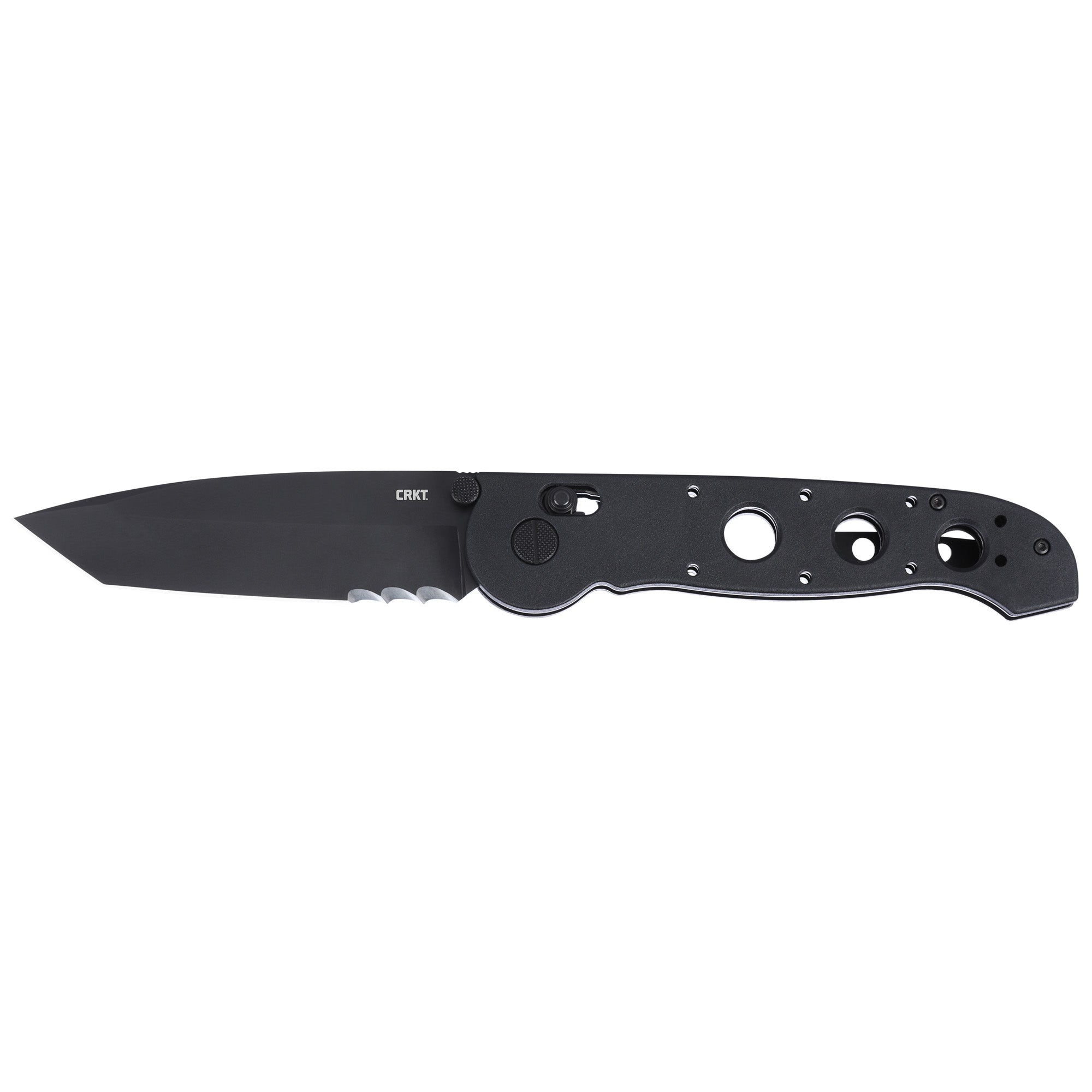 Columbia River Knife & Tool, M16-14XK, 3.97" Folding Knife, Combination Edge, D2 Steel Blade, Grivory Handle, Veff Serrations, Titanium Nitride Finish, Black, Crossbar Lock, IKBS