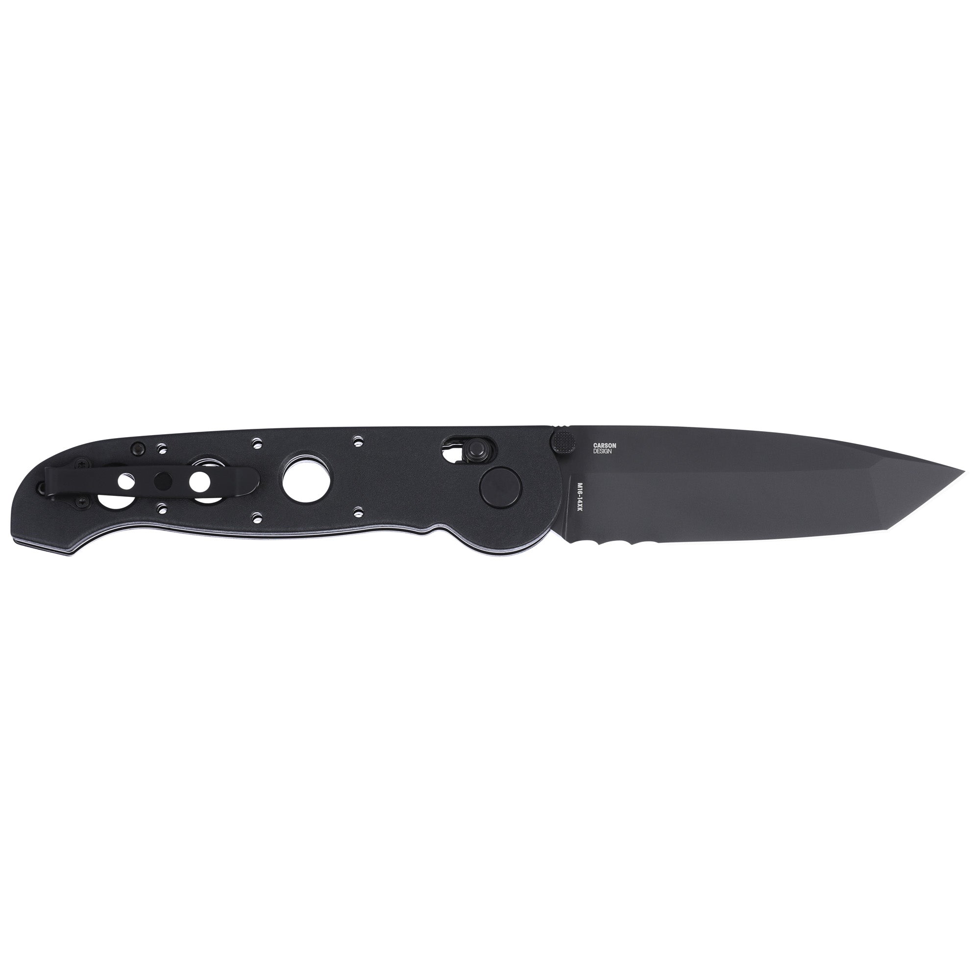 Columbia River Knife & Tool, M16-14XK, 3.97" Folding Knife, Combination Edge, D2 Steel Blade, Grivory Handle, Veff Serrations, Titanium Nitride Finish, Black, Crossbar Lock, IKBS