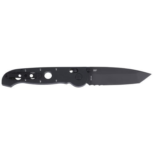 Columbia River Knife & Tool, M16-14XK, 3.97" Folding Knife, Combination Edge, D2 Steel Blade, Grivory Handle, Veff Serrations, Titanium Nitride Finish, Black, Crossbar Lock, IKBS
