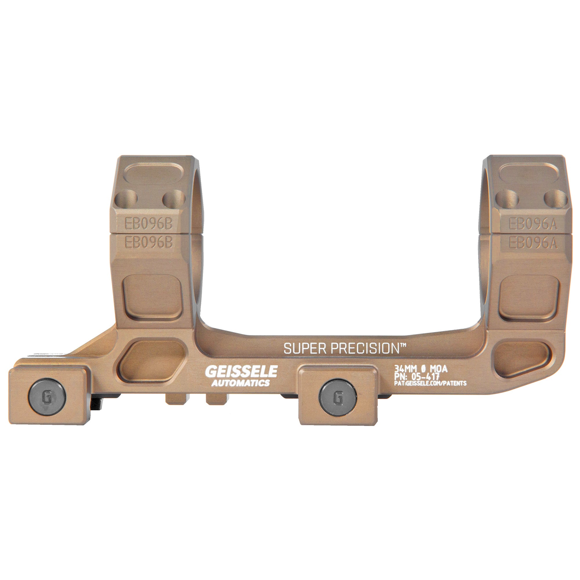 Geissele Automatics, Super Precision, Mount, 34mm, Desert Dirt Color, Anodized Finish, Product Finishes, Shade Variations and Other Imperfections Are Normal Due to the Manufacturing Process