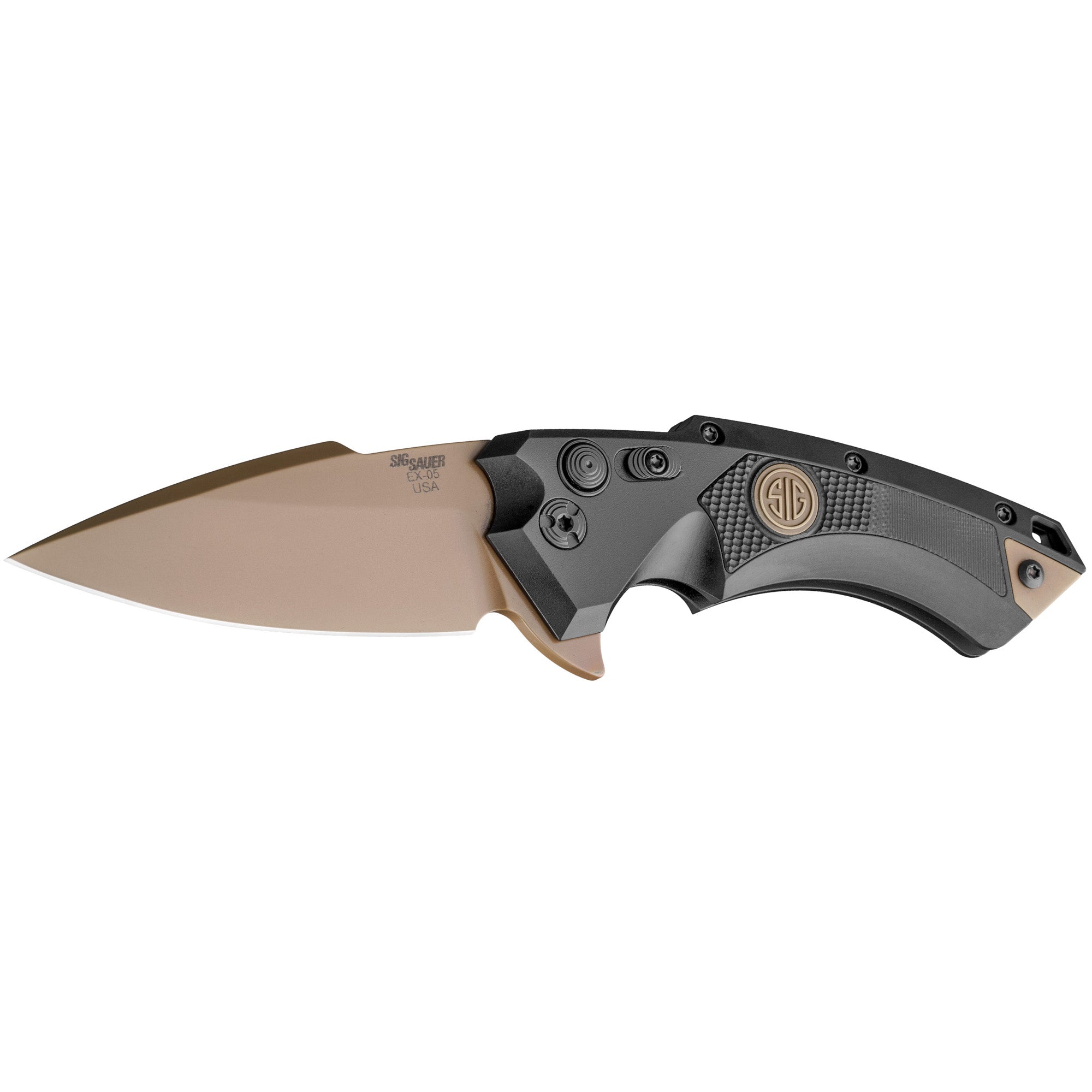 Hogue, X5, SIG Emperor Scorpion, Folding Knife, CPM-154, Plain Edge, Spear Point Blade with Flipper, 3.5", Flat Dark Earth