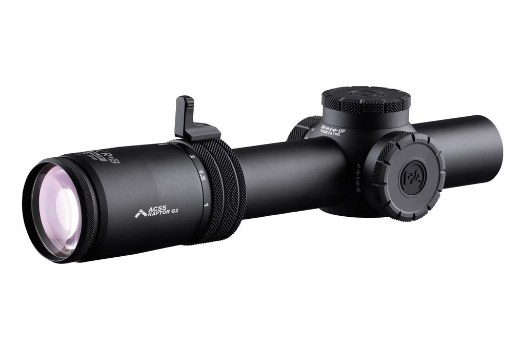 Primary Arms Compact PLxC 1-8x24 FFP RDB Rifle Scope - ACSS Raptor 5.56/.308 Yard G2 Reticle