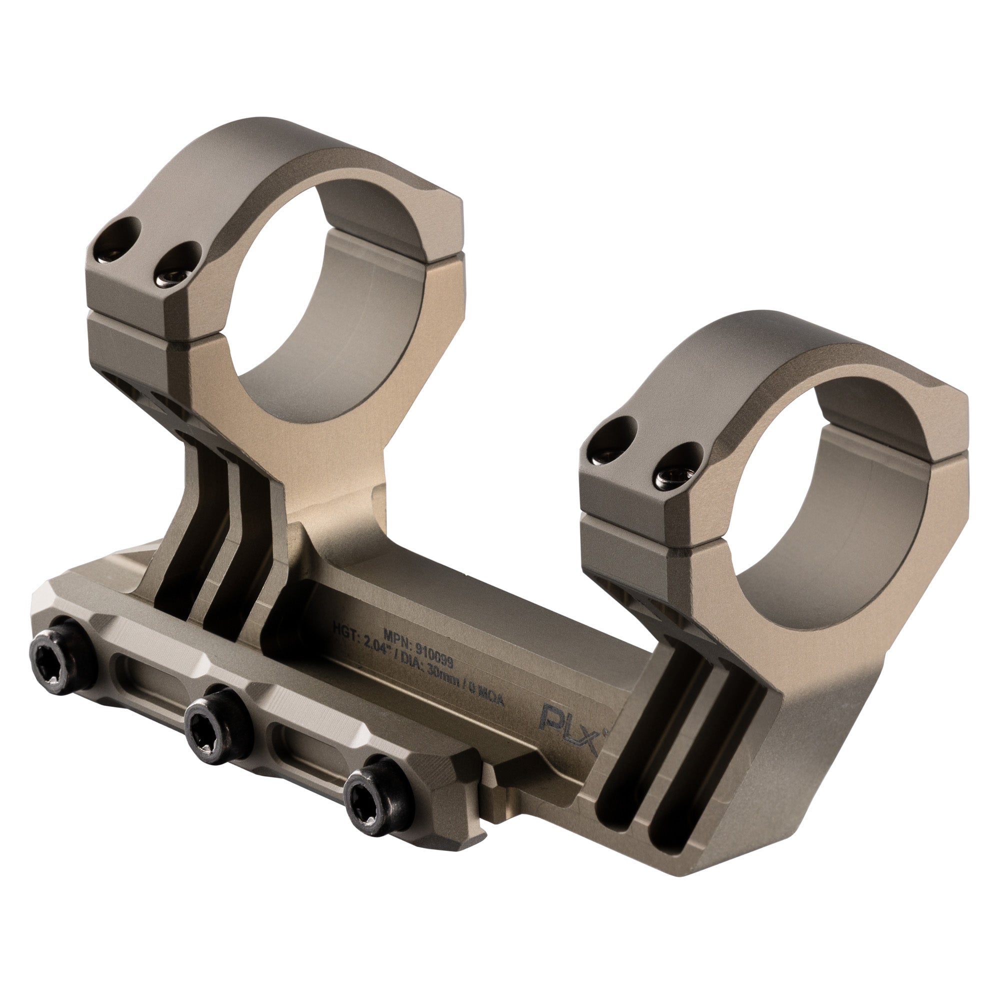 Primary Arms, PLx Cantilever Mount, 30mm Scope Mount, Fits 30mm Main Tubes, 2.04" Height, Clear Anodized Finish