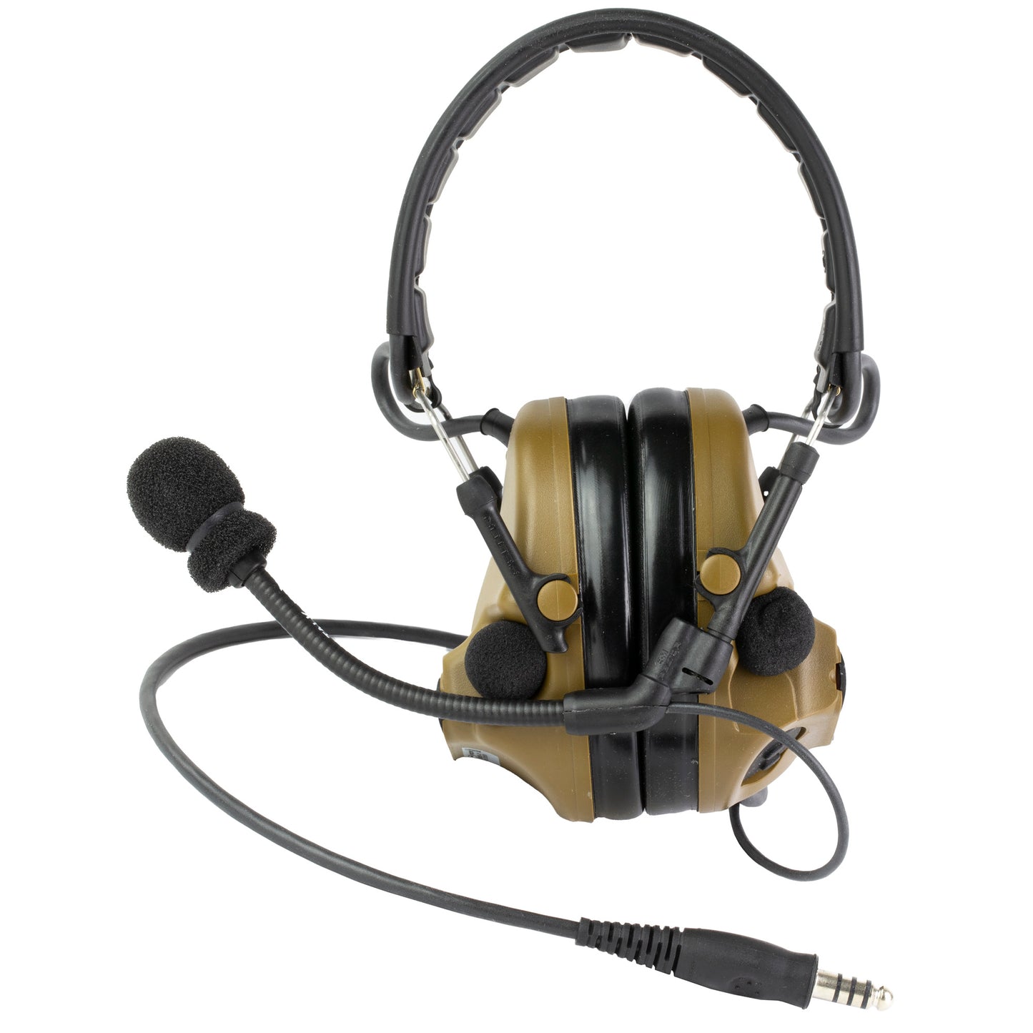 3M/Peltor, ComTac V, Electronic Earmuff, Headband, Foldable, Single Lead, Standard Dynamic Mic, NATO Wiring, Coyote Brown Color