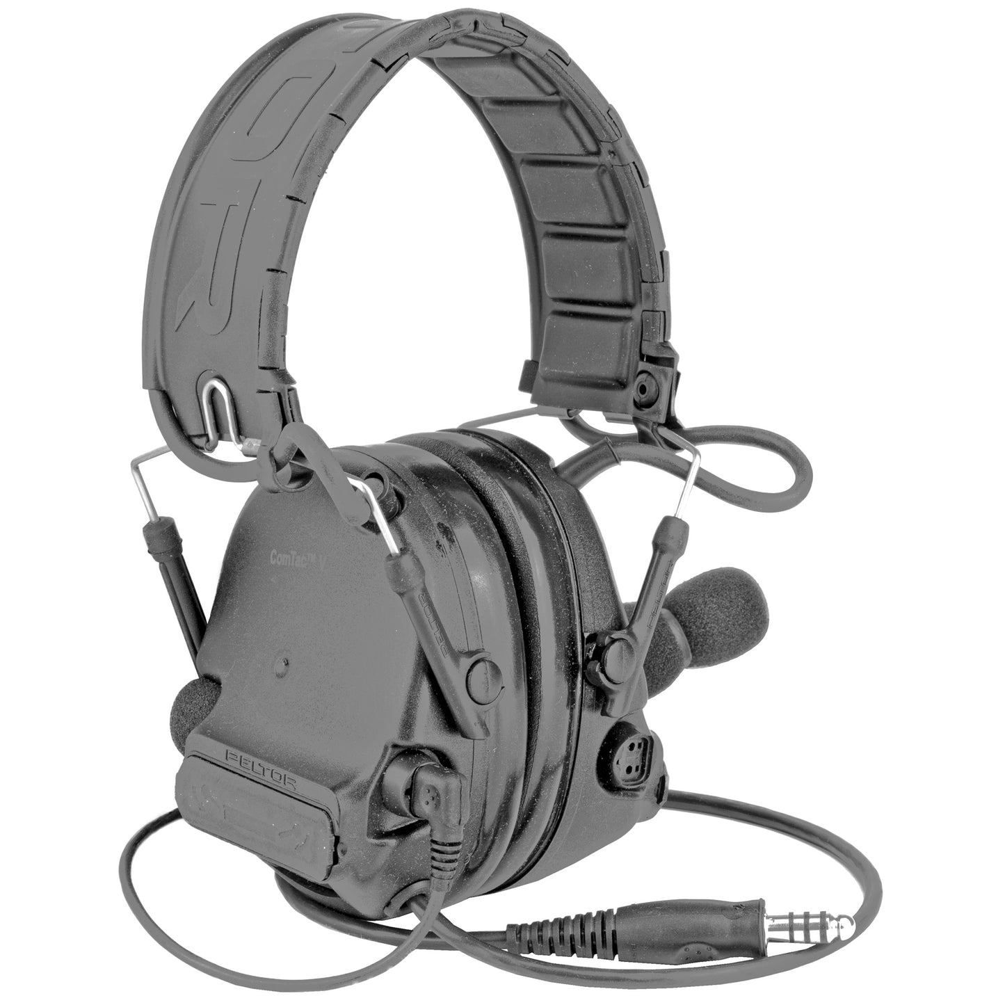 3M/Peltor, ComTac V, Electronic Earmuff, Headband, Foldable, Single Lead, Standard Dynamic Mic, NATO Wiring, Black Color