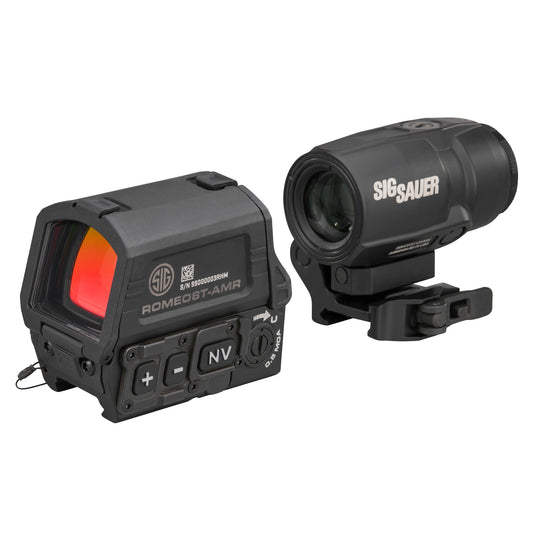 Sig Sauer, ROMEO 8T AMR/JULIET COMBO, Red Dot and Magnifier, 3X Magnification, 40mm Objective, QBCD 2.0 Reticle, 2 MOA Dot, 1913 Picatinny Mount, Black