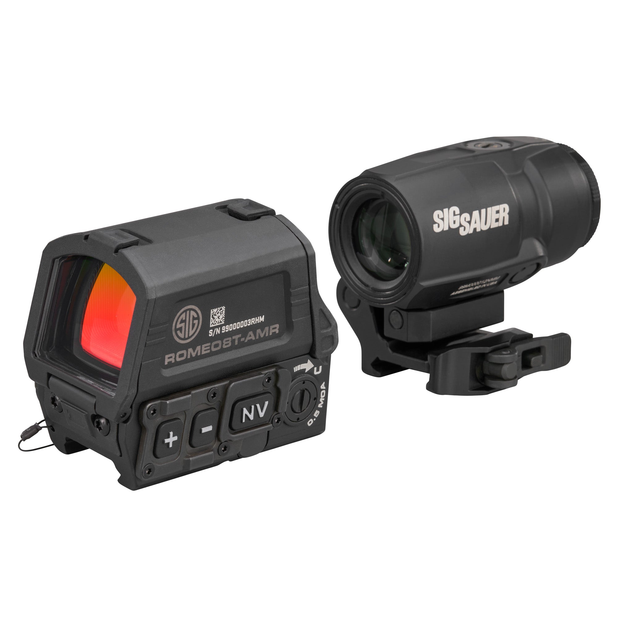 Sig Sauer, ROMEO 8T AMR/JULIET COMBO, Red Dot and Magnifier, 3X Magnification, 40mm Objective, QBCD 2.0 Reticle, 2 MOA Dot, 1913 Picatinny Mount, Black