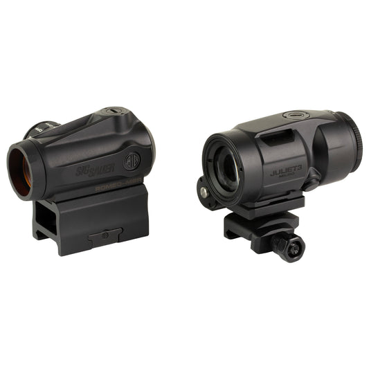 Sig Sauer, ROMEO MSR/Juliet Combo Kit, Red Dot Sight w/Juliet3-Micro Magnifier, 3X22, 2 MOA, Black, Includes 90 Degree Push-Button Flip-to-Side Magnifier Mount