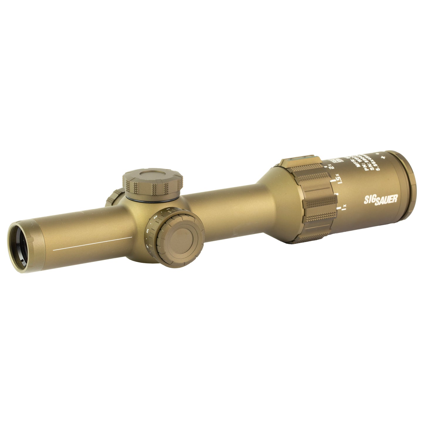 Sig Sauer, TANGO 6T, Rifle Scope, 1-6X24mm, First Focal Plane, DWLR 556 Illuminated Reticle, Capped Turrant, Flat Dark Earth, Includes Power Selector Throw Lever, Direct View Optic