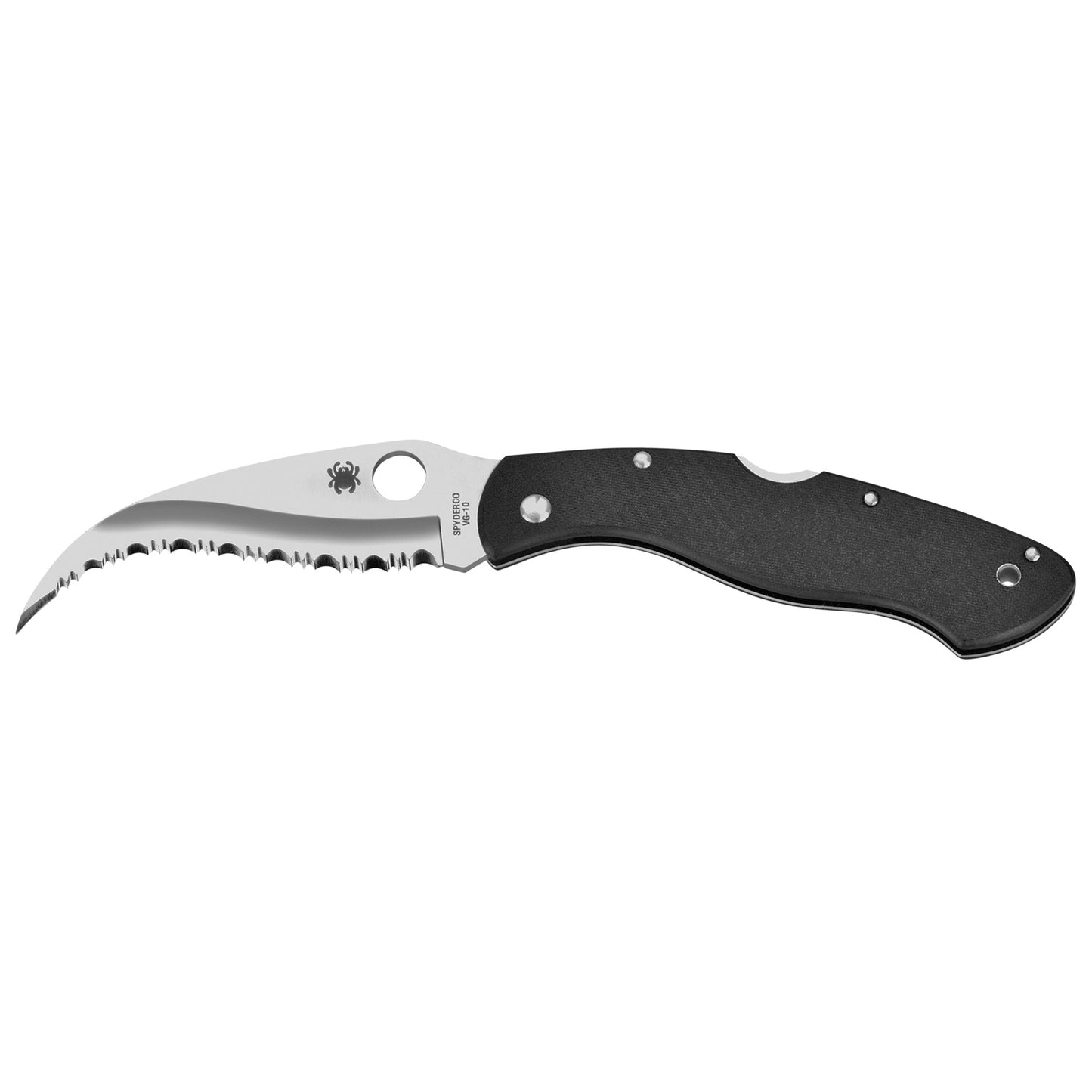 Spyderco, Civilian, 4.125" Folding Knife, Reverse S, SpyderEdge Edge, VG10/Satin, Black G10, Circle Thumb Hole/Pocket Clip