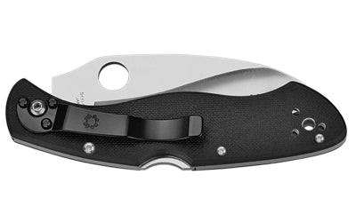 Spyderco, Civilian, 4.125" Folding Knife, Reverse S, SpyderEdge Edge, VG10/Satin, Black G10, Circle Thumb Hole/Pocket Clip