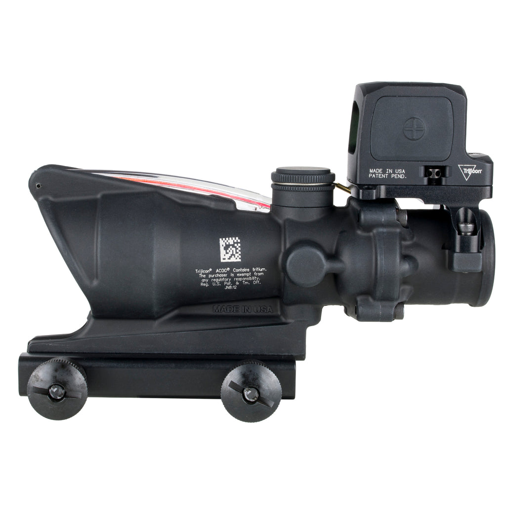 Trijicon, ACOG/RCR, 4X32mm Dual Illuminated Red Chevron .223 Reticle, Thumbscrew Mount, LED 3.25 MOA Red Dot RCR, Matte Finish, Black