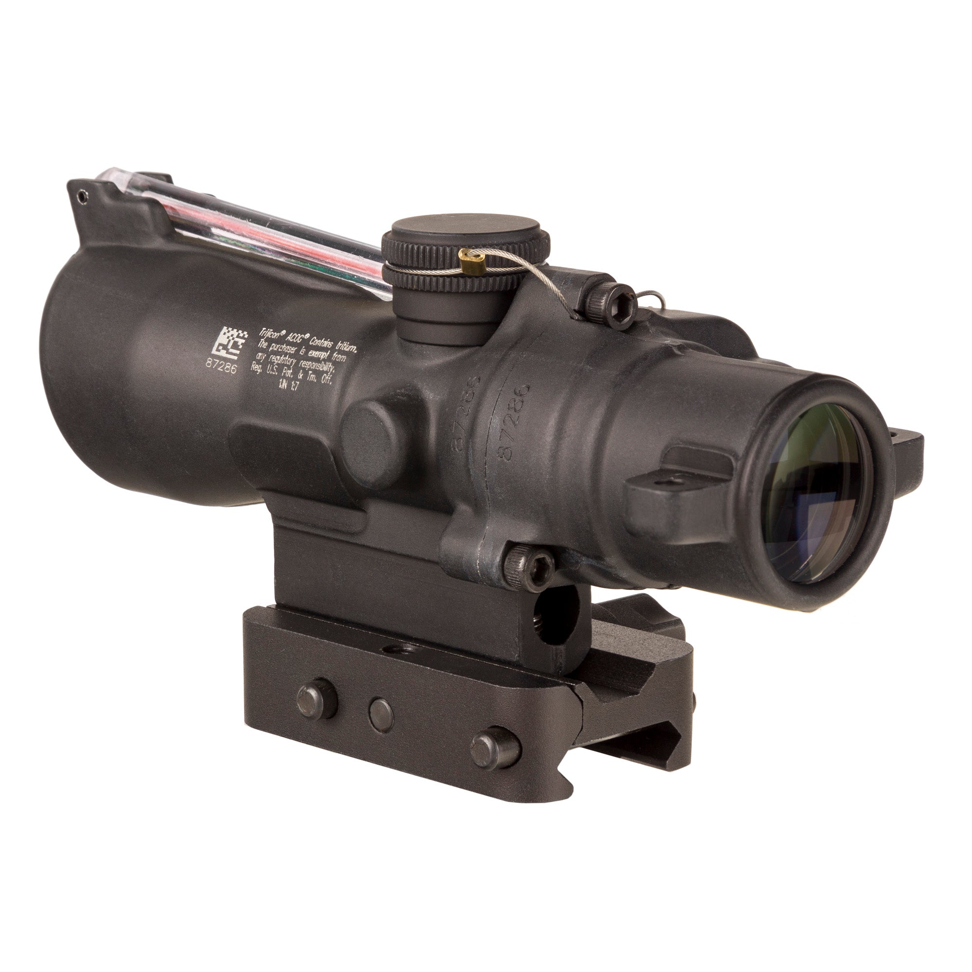 Trijicon, ACOG, 3X24mm, Dual Illuminated Red Horseshoe/Dot 223/55 Grain, Includes Q-LOC Mount, Matte Finish, Black